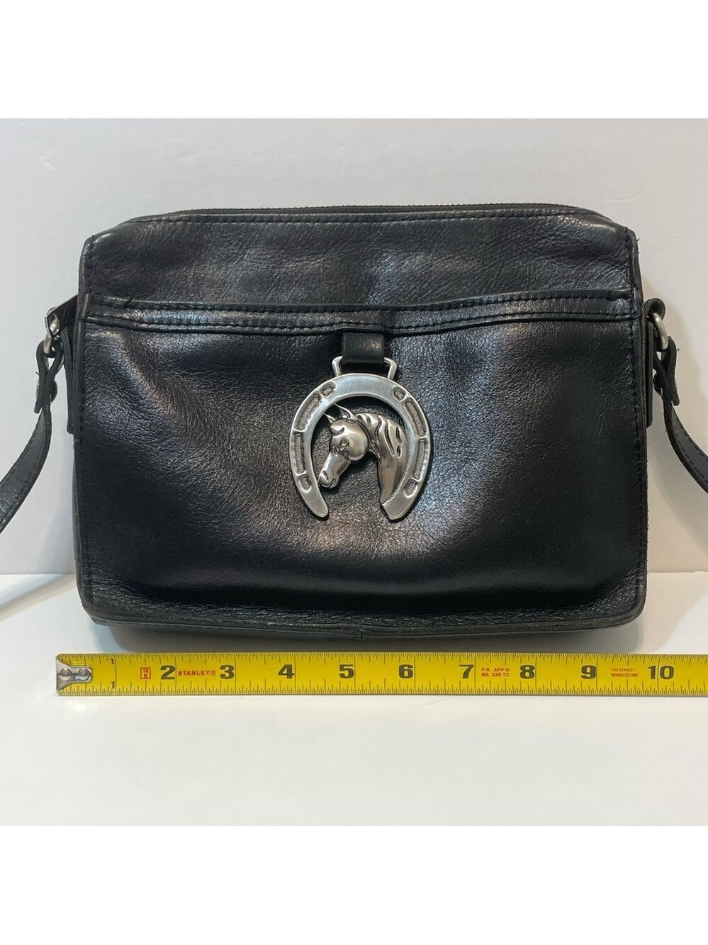 Patricia Nash Nazaire Equestrian Black Leather Bag Heritage Horseshoe EUC - Picture 12 of 16